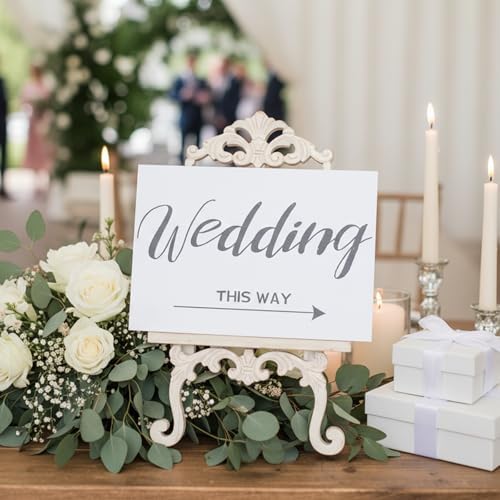 3-Pack Wedding Signs - 1 Parking & 2 Wedding This Way Sign with Stakes