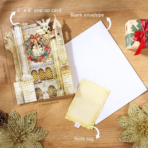 Pop up Christmas Cards Nativity, Holy Night Nativity, 3D Elegant Religious Card with Envelope for Holiday, Manger Scene, Angel, Jesus Christ, Holy Family,Handcrafted Decoration, Merry Christmas Gift