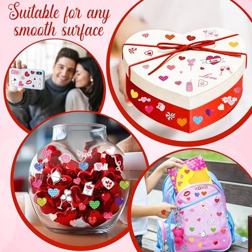1140Pcs Valentines Stickers, 30 Sheets Valentine Day Cute Heart Stickers, Love Sticker Bulk for Valentines Day Decorations Prizes Gifts Box Envelopes Cards Decor Crafts Party Favors Supplies