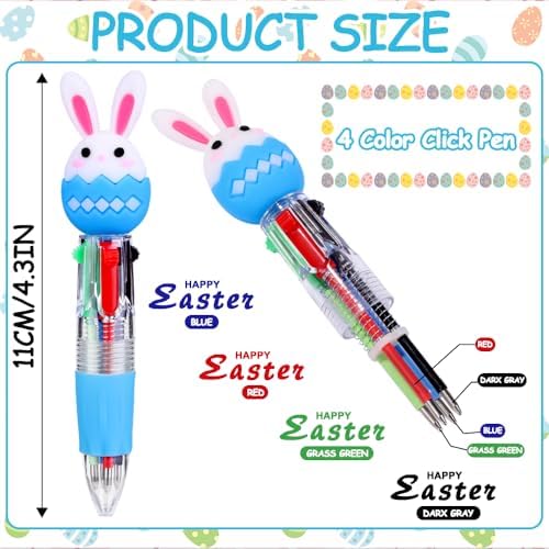 24PCS Easter Fun Pens Bunny Easter Egg Multicolor Pens for Basket Stuffers