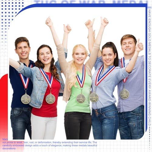 Quelay 30 Pcs Gold Star Awards Medals 2" Ribbons