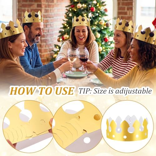 100 Pcs Gold Paper Crowns Party King Paper Crown Hat Bulk for Adults Birthday Party Celebration Favors Photo Props