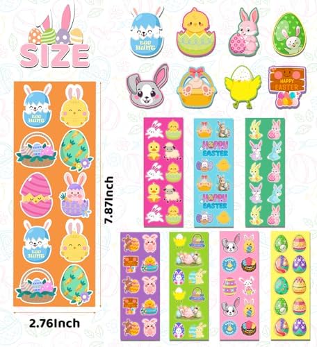 Easter Stickers for Kids - 400 Pcs Easter Basket Stuffers | Easters Gifts Decorations for Egg,Easters Crafts Activities Party Favors for Boys Girls Teens Adults