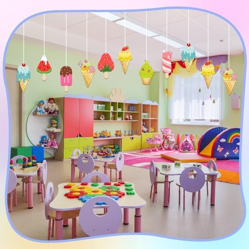 80PCS Wooden Ice Cream Cutouts Ornaments to Paint,Summer Decorations 8 Styles DIY Blank Unfinished Wood Cutouts Ornament for Crafts Hanging Decorations