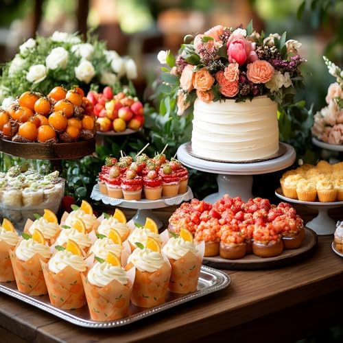 Maxdot 200 Pcs Orange Tulip Cupcake Liners for Baking Little Cuties Paper Muffin Baking Cups Orange Fruit Theme Tulip Muffin Liners Wrappers for Summer Birthday Baby Shower Dessert Fruit Party