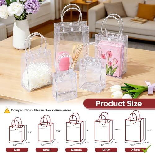 MAQIHAN Clear Gift Bags with Handles - X-Large Clear Party Favor Bags