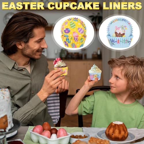 600 Pack Easter Cupcake Liners Baking Cups Standard Size Muffin Liners for Easter Spring Birthday Party Candy Cake Decorations Supplies(12 Styles)