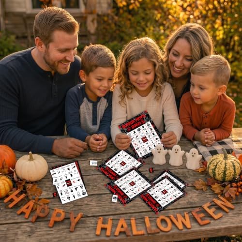 Halloween Bingo Cards for 24 Players - 5" x 7", Horror Movie