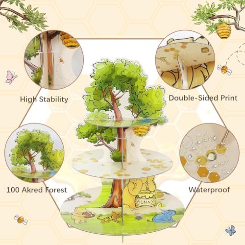 2Pcs Neutral Classic Winnie Baby Shower Birthday Decorations Cupcake Stands