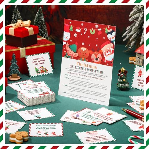 Fullhawl 61 Pcs Christmas White Elephant Gift Exchange Card for Adult Party