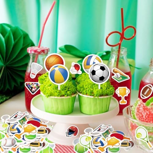 300Pcs Sports Foam Stickers, Self-Adhesive Sport Balls Stickers Basketball Football Baseball Soccer Decals Sticker Decorations for Home Office School Classroom DIY Art Craft Party Supplies