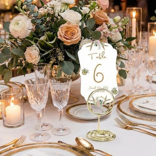 Table Number Holders, 24PCS Mini Place Card Holders-Gold