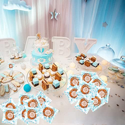 COQOFA 100 Pcs Star Printed Sealable Gift Wrap Cello Cellophane Bags Self sealing Adhensive Treat Bags Party Favor bags (7x10inch, Blue)