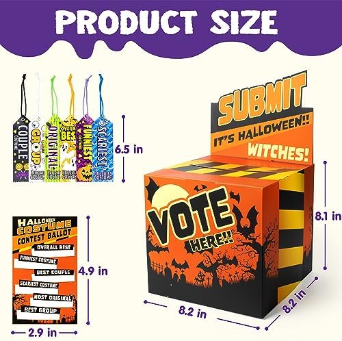 JOYIN 57 PCS Halloween Party Costume Contest Ballot Set of Boxes with Voting Ballots and Trophy Award Ribbons for Halloween Party Game Home Indoor Office Vote, Trick or Treat Trophy Awards Ribbons