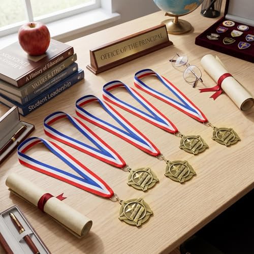 Quelay 30 Pcs 2 Inches Award Medals Bulk Medals Bulk with Neck Ribbons Metal Trophy Award Prize Gift for Tournaments, Competitions, Party, Kids and Adults