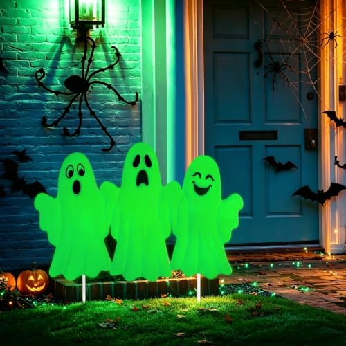 YiYa Halloween Garden Decorations Metal Ghost Yard Signs with Stake