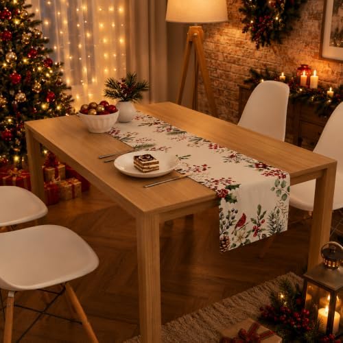 Christmas Decorations - Elegant Farmhouse Christmas Table Runner