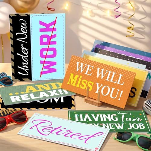 Beeveer 24 Designs Retirement Photo Booth Props, Double Sided PVC Signs