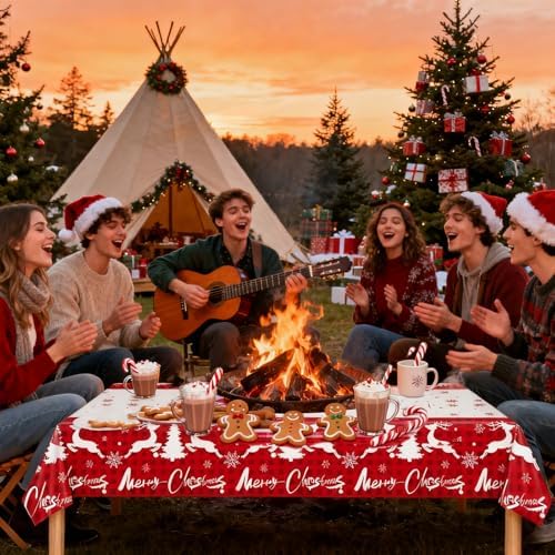 2Pack Christmas Tablecloths Disposable Christmas Party Decoration Supplies