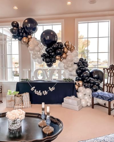 Black White Balloons Arch Kit, 124pcs Black and White Confetti Balloons