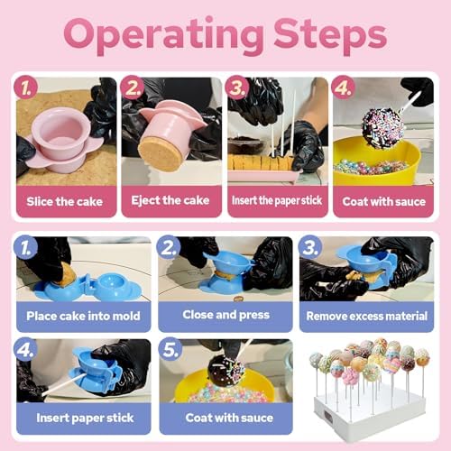 8 Pcs Cake Pop Mold Set with 8.2-inch Tray,Cake Pop Cutter