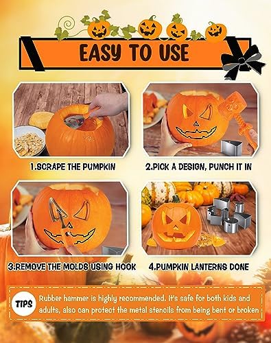 Pumpkin Carving Kit Tools & Stencils Set Halloween Cookie Cutters