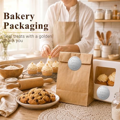 100 x A Sweet Thank You Embossed Sticker Labels Wedding Party Shower Favor Raised Silver Foil Stickers Sweet Treat Sticker for Wedding 1.57” (Silver)