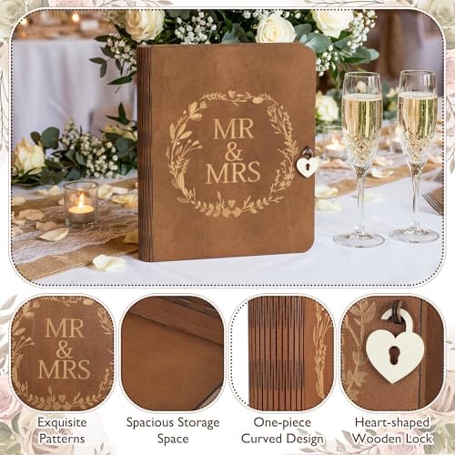 Amyhill Mr and Mrs Wedding Keepsake Box with Lid Heart Lock 11.4x9.5x1.8 in
