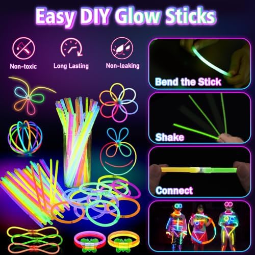 OLUPP 322Pcs Glow in the Dark Party Supplies, Kids Halloween Party Favors