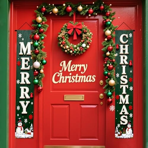 Nuxovilar Front Door Porch Sign Entrance Banner Set 12x71in Polyester
