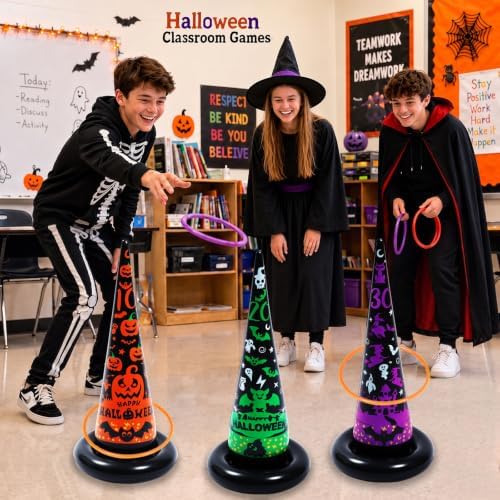 Voiiake 3 Pack Witch Hat Halloween Inflatables Ring Toss Game - Fun Halloween Games,Toys & Party Supplies, Games & Toys for Kids Adults