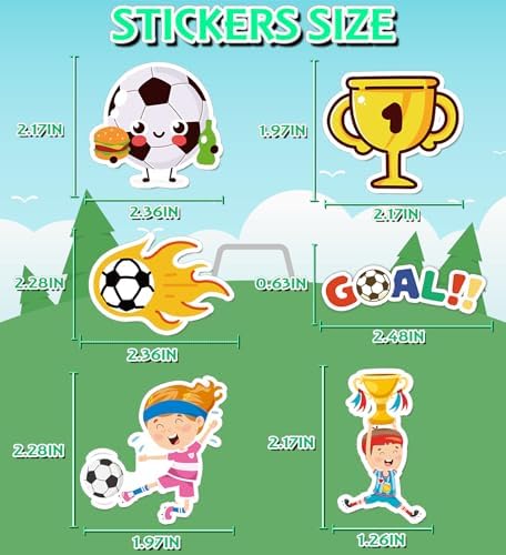 Soccer Party Favors, 100 Pcs Soccer Stickers for Boys Girls Kids Teens