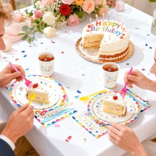 Multicolor Happy Birthday Party Plates Set, 168PCS Birthday Party Supplies