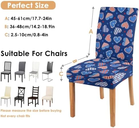 4 Pcs 4th of July American Flag Patriots Stars Dining Chair Covers, Memorial Day Veterans day Independence day Stretch Removable Washable Seat Slipcovers, Labor Day Kitchen Dining Room Hotel Decor