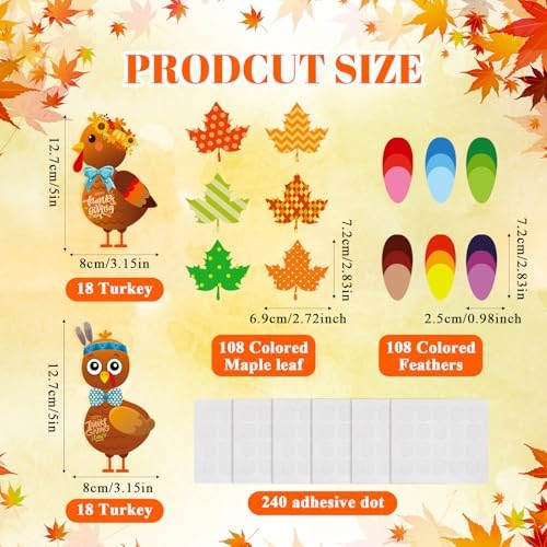 BBTO 36 Sets Thanksgiving Turkey Craft Kit Fall Craft, Cute Style