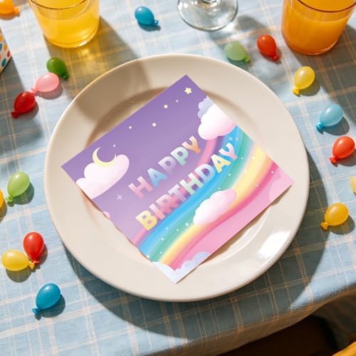50 Pcs Unicorn Paper Napkins 6.5 x 6.5 Inches, Rainbow Birthday Theme Disposable Luncheon Dinner Party Napkins Cocktail Napkin for Unicorn Birthday Party Decorations (Unicorn)