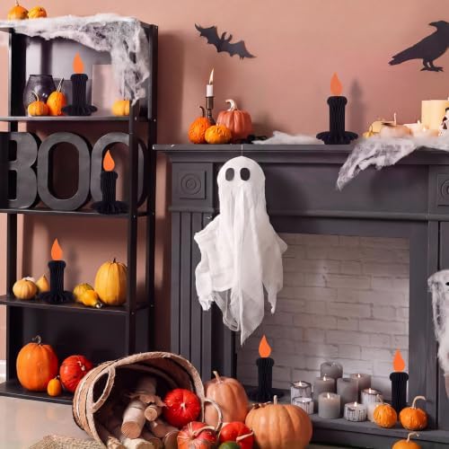 Fourluoo 6pcs Halloween Table Decoration Black Candle Honeycomb Centrepiece