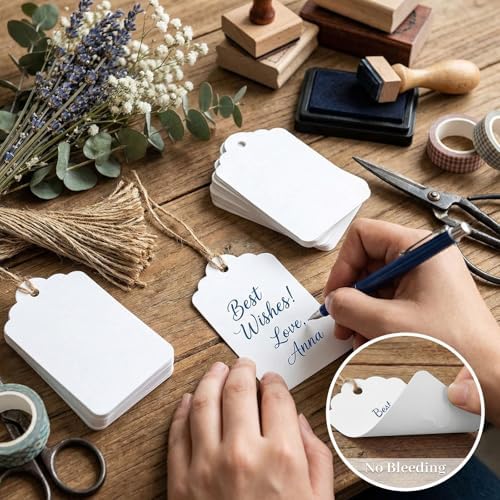 SallyFashion 120Pcs White Gift Tags with String, 1.6 X 2.8 inch