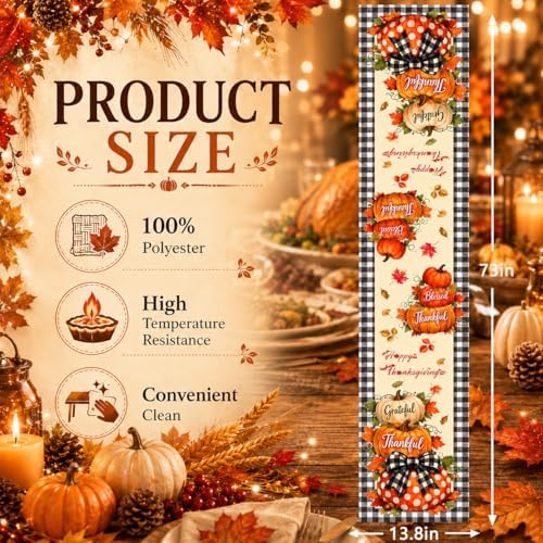 Thanksgiving Decorations - Happy Thanksgiving Table Runner | Thanks Giving Table Decor | Friendsgiving Party Decorations Centerpieces Party Favors Supplies for Home Kitchen Room Office