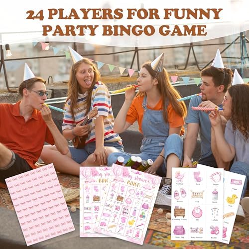 Baby Shower Bingo Game, Moon and Stars Bingo Cards Set, Blue Gender Reveal Party Bingo Supplies for Adults, Family Friends Activities Favors Decorations for 24 Player, 01
