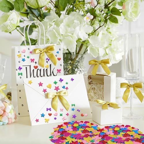 Foam Stickers, 875 PCS Glitter Foam Heart Star Bow Shapes Stickers,7 Colors