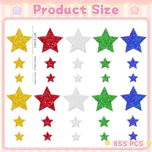 Foam Stickers Glitter Stickers Colorful Shapes Self Adhesive Stickers (Multicolour Star)