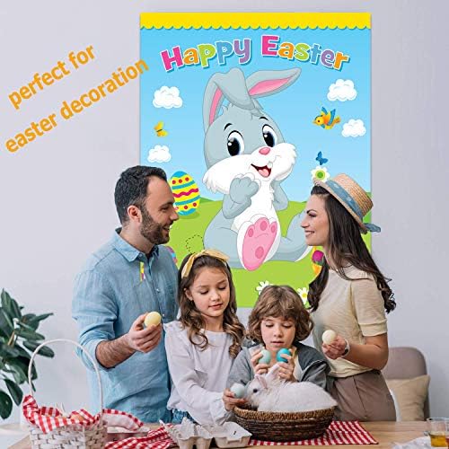 Easter Games for Kids Pin The Tail on The Bunny Easter Egg Hunt Activities Games for Party Decorations Crafts Favors Supplies Basket Essential Stuffers Gifts