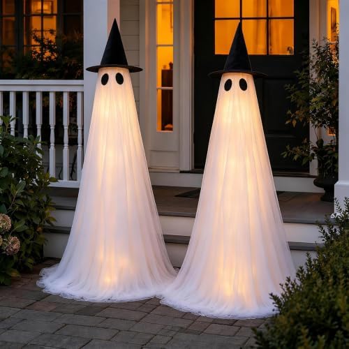 2 Pack 5 Ft Large Light Up Ghost Decor - Halloween Decorations Outdoor