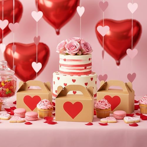 Colarr 24 Pcs Valentine's Gift Boxes with Handle 5.9 x 3.5 x 3.5 Inch