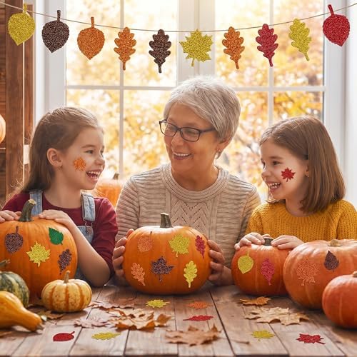 Thanksgiving Crafts for Kids - Maple Leaf Glitter Foam Stickers
