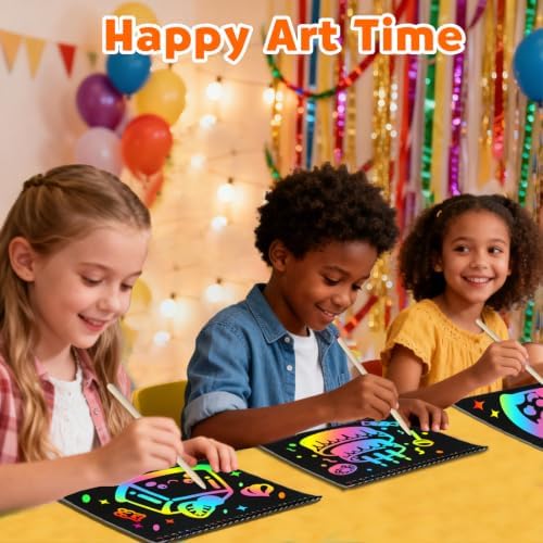 ZMLM Scratch Paper Art-Crafts Gift: 2 Pack Rainbow Notebooks Supplies Toys