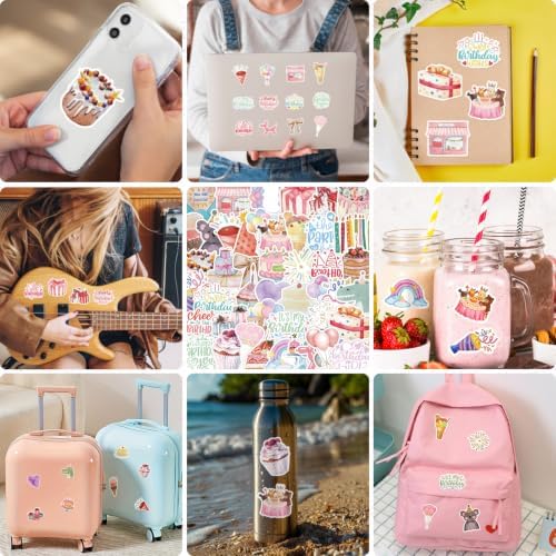 80Pcs Premium Birthday Photo Booth Props with 50Pcs Birthday Stickers