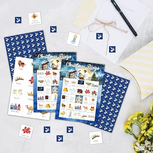 Christmas Nativity Bingo Games for Adults, Winter Christian Bingo Cards for Party, Religious Xmas Party Decor Favors Supplies, Christmas Game for Family Friends, Holiday Games for 24 Players -15