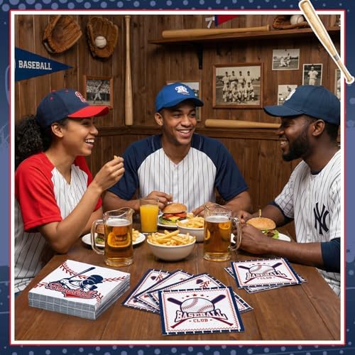 Natnarr 100 Pcs Baseball Napkins, 5" Baseball Birthday Napkins